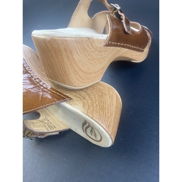 Dansko Bronze Patent Leather Criss Cross Strappy‎ Slides Sandals Clogs  Size 41 - Picture 8 of 16